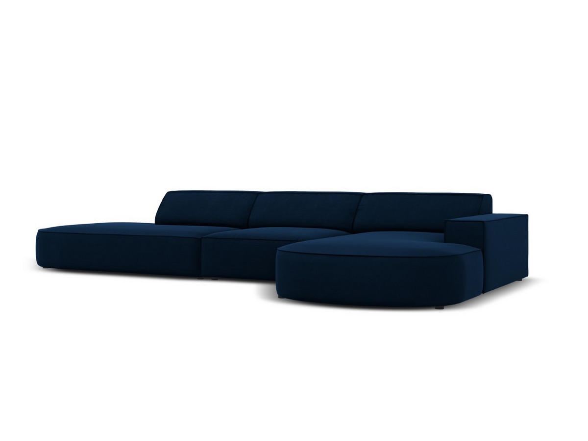 ECKSOFA rechts Jodie aus Samt königsblau 4 Sitzplätze - Blau, Textil (166/342cm) - Micadoni