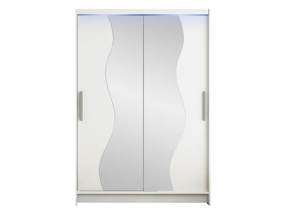 KLEIDERSCHRANK Miami S, mit RGB LED Beleuchtung - Silberfarben/Weiß, Holzwerkstoff/Kunststoff (120/200/58cm) - MIRJAN24