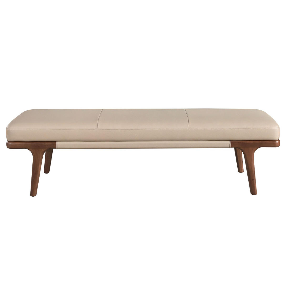 HOCKERBANK Nerz-Kunstleder-Bank 162/50/43 cm - Dunkelbraun/Walnussfarben, Leder/Holz (162/43/50cm) - ANGEL CERDA