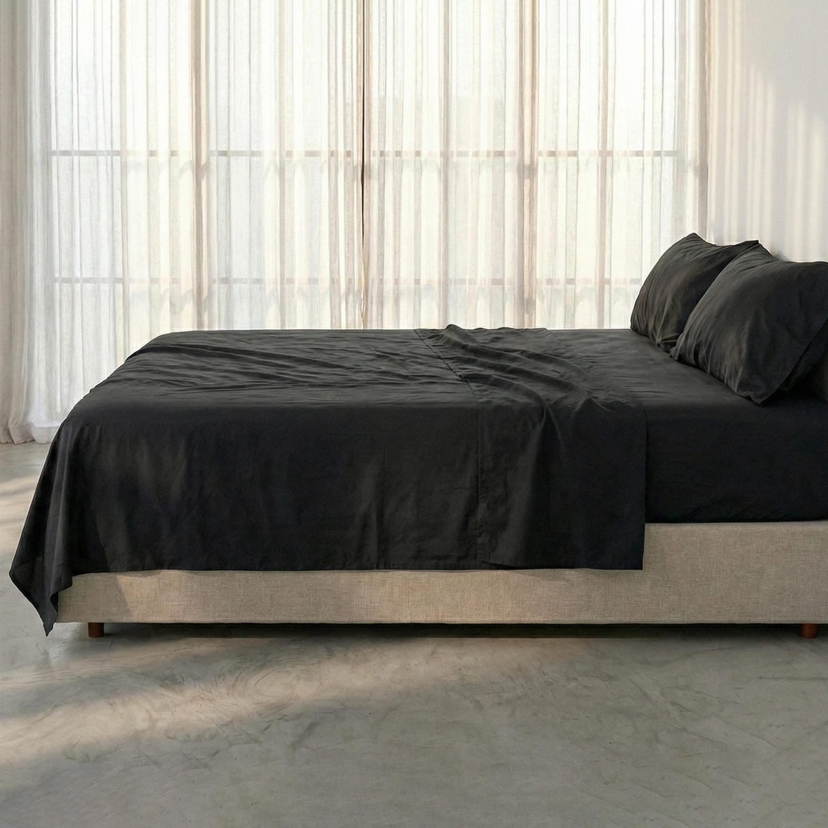 OBERBETTLAKEN basic 160x270 cm schwarz - Schwarz, Textil (160/270cm) - Happy Friday