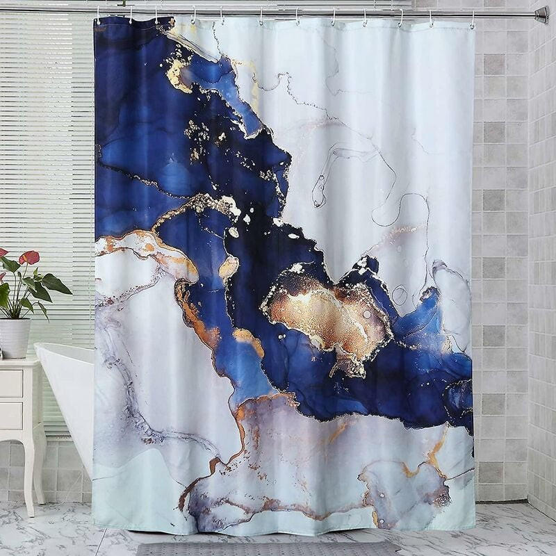DUSCHVORHANG Blau modern Luxus Kunst abstrakt zeitgenössisch Badezimmer - Multicolor, Textil (180/180cm) - MCBOSON