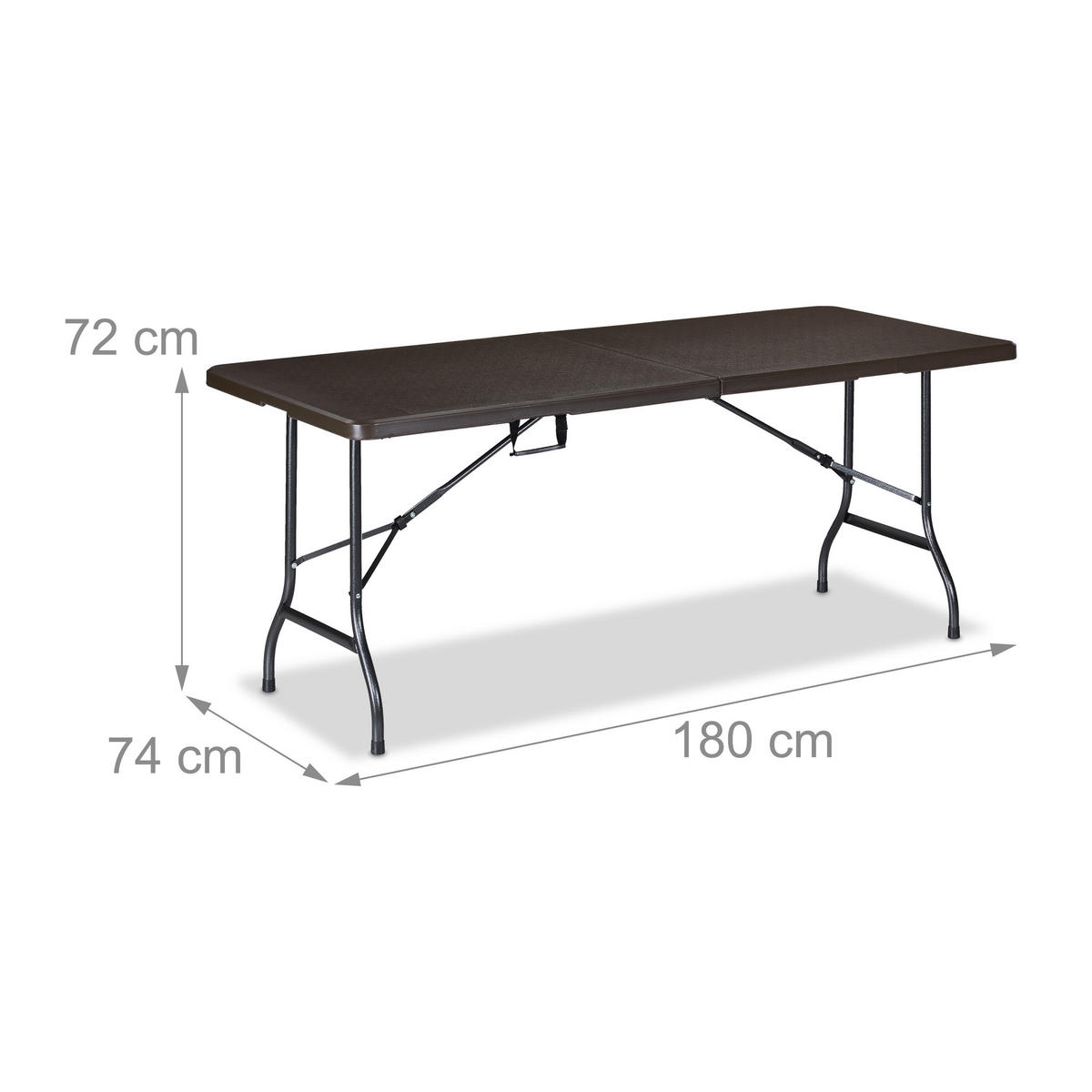 GARTENTISCH - Braun, Kunststoff/Metall (74/180/72cm) - Relaxdays