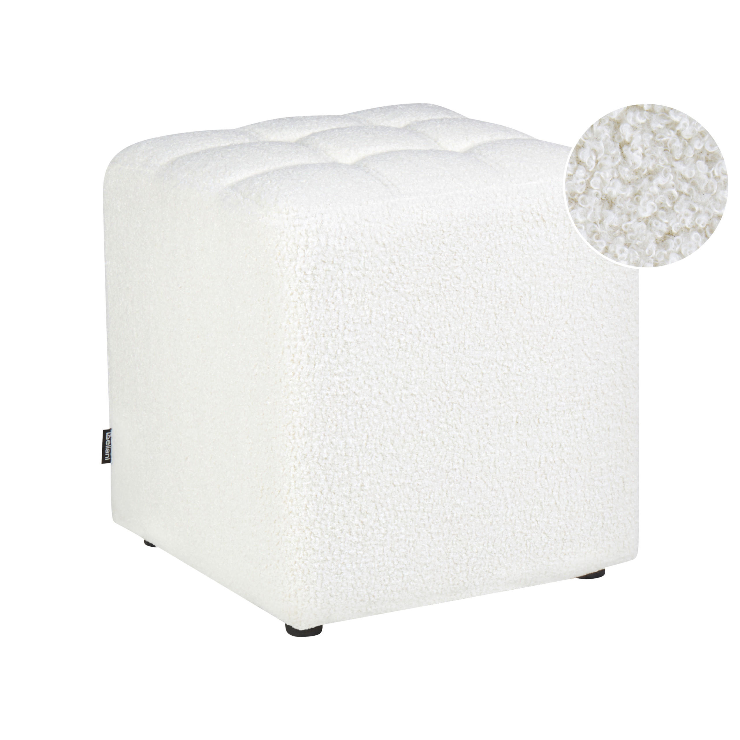 POUF Bouclé Weiß Kansas - Weiß, Textil (38/39/38cm) - Beliani