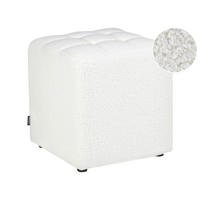 POUF Bouclé Weiß Kansas - Weiß, Textil (38/39/38cm) - Beliani