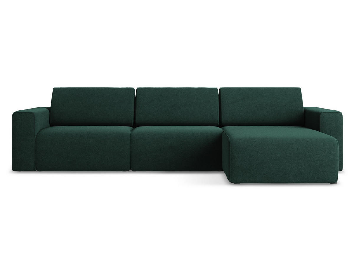 ECKSOFA Links Strukturstoff Stoff Grün - Dunkelgrün/Schwarz, Kunststoff/Textil (314/167cm) - Makamii