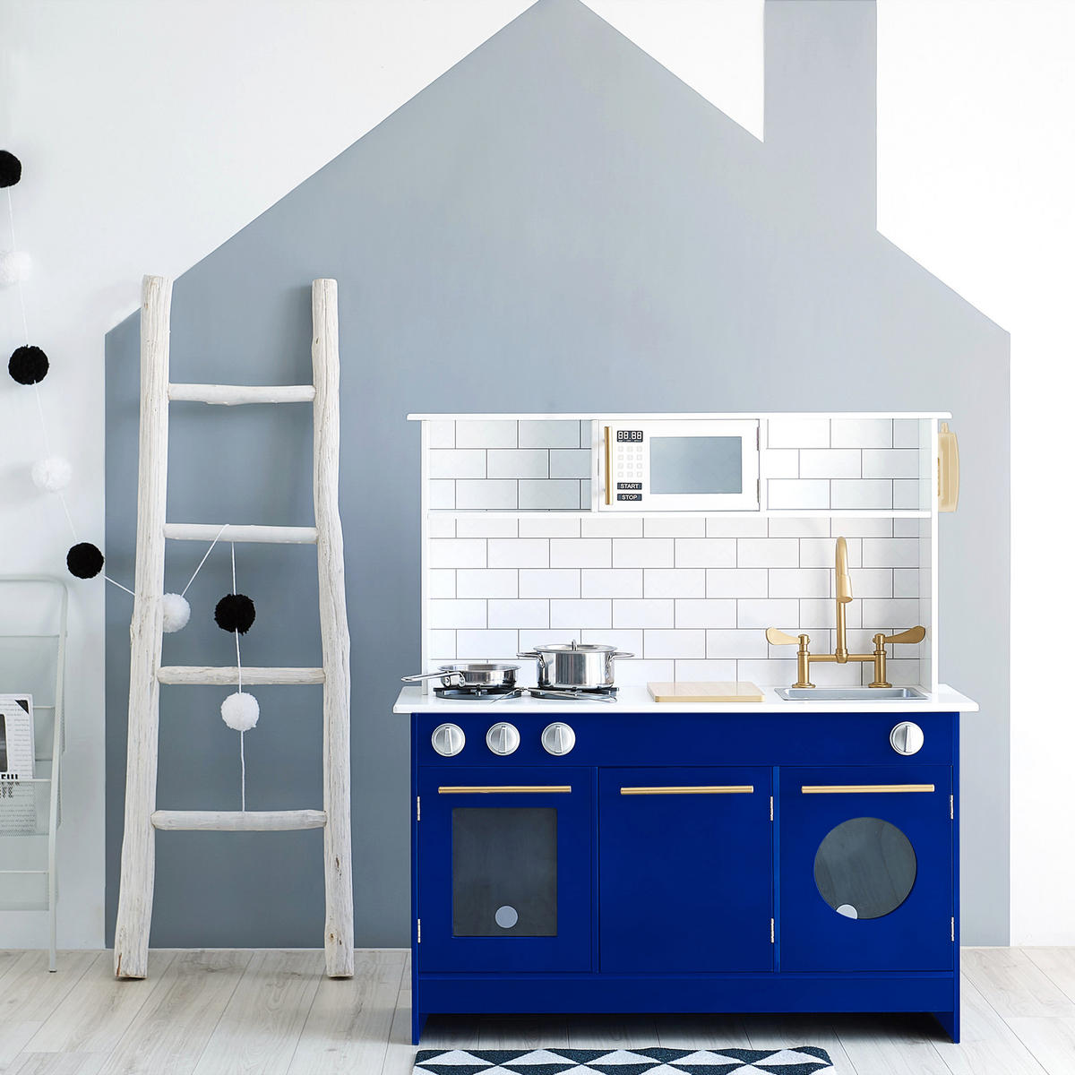 KINDERKÜCHE, Blau, 95cm - Blau, Holz (86.4/29.8/94.6cm) - Teamson Kids