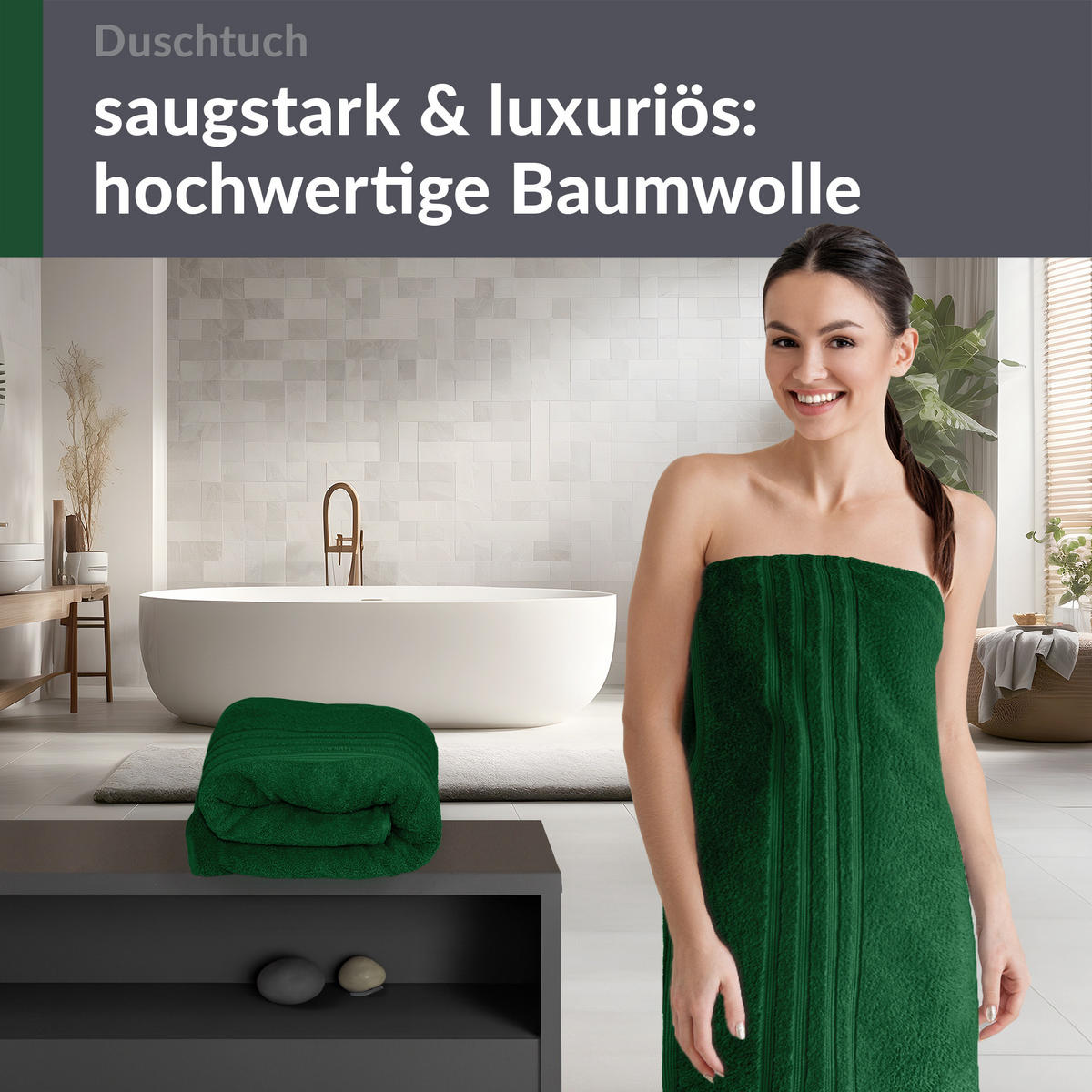 DUSCHTUCH London Tannen Grün 2er Set 70x140 - Waldgrün, Textil (70/140cm) - Lashuma