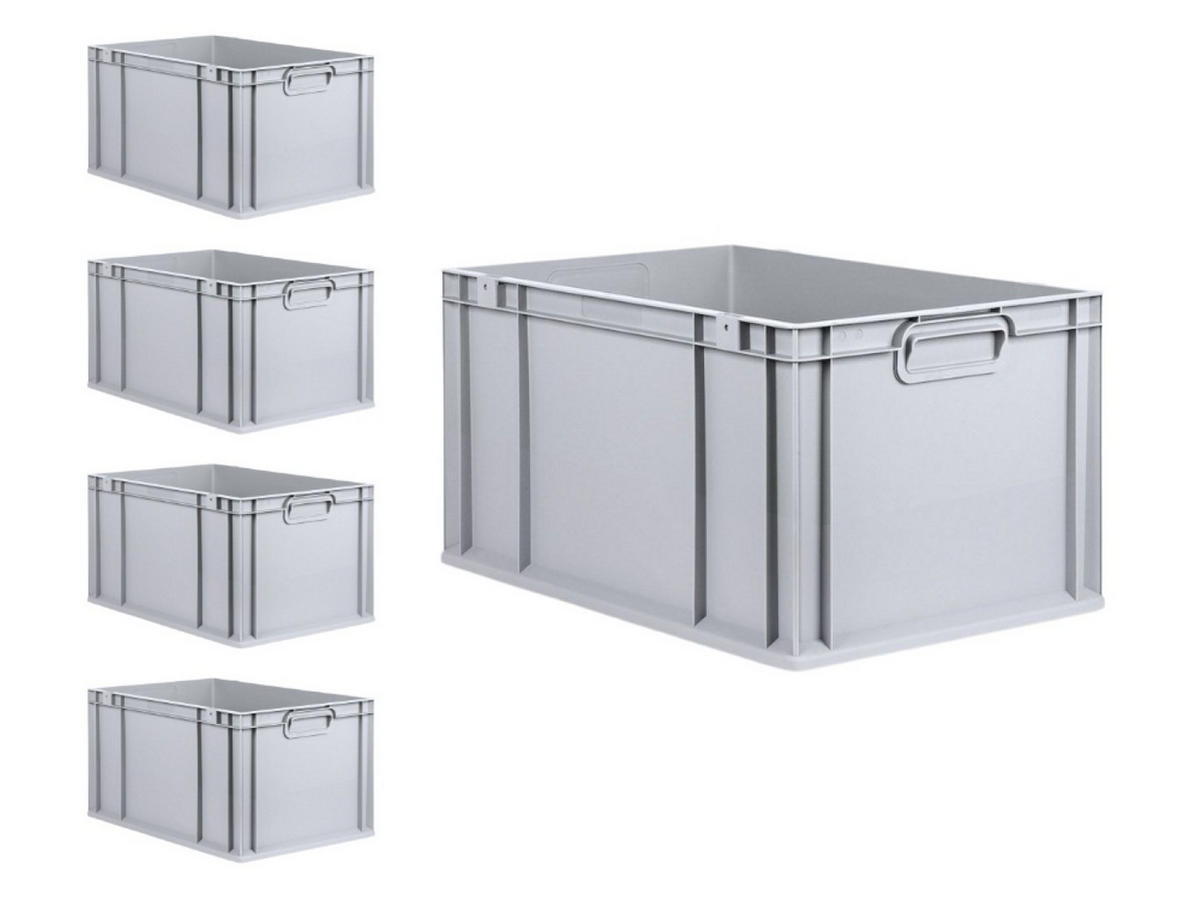 EUROBOX 5x Nextgen Economy Griffe Geschlossen 32x40x60cm 65 Liter - Grau, Kunststoff (40/32/60cm) - PROREGAL