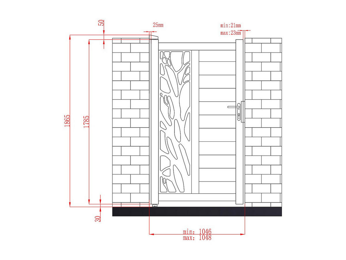 GARTENTOR Flügeltor - 105 x 187 cm - Aluminium - halb durchbrochen - Muster - Anthrazit - LABRIT II - Anthrazit, Metall (100/178.5cm) - Vente-Unique