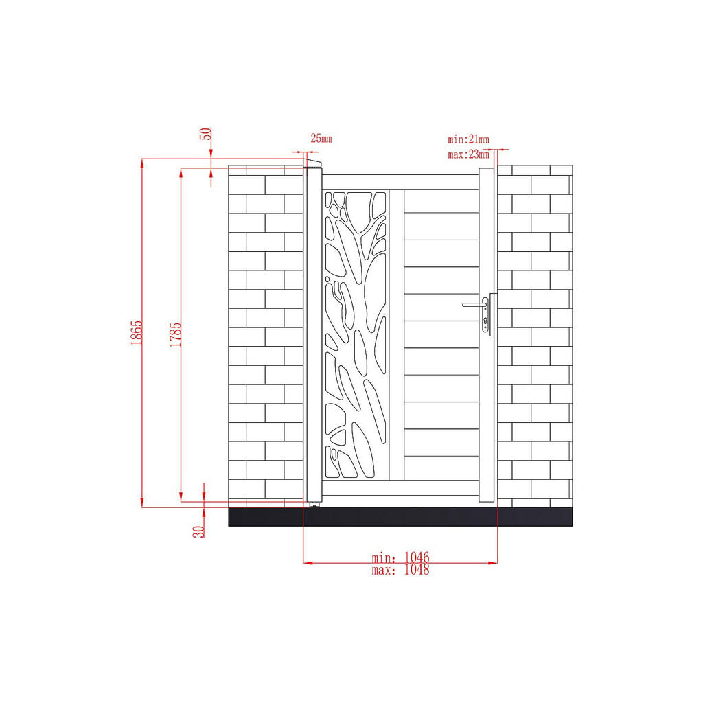 Thumbnail - Vente-Unique Eingangstor, Anthrazit, Metall, Uni, Rechteckig, 100x178.5 cm, Gartenzubehör
