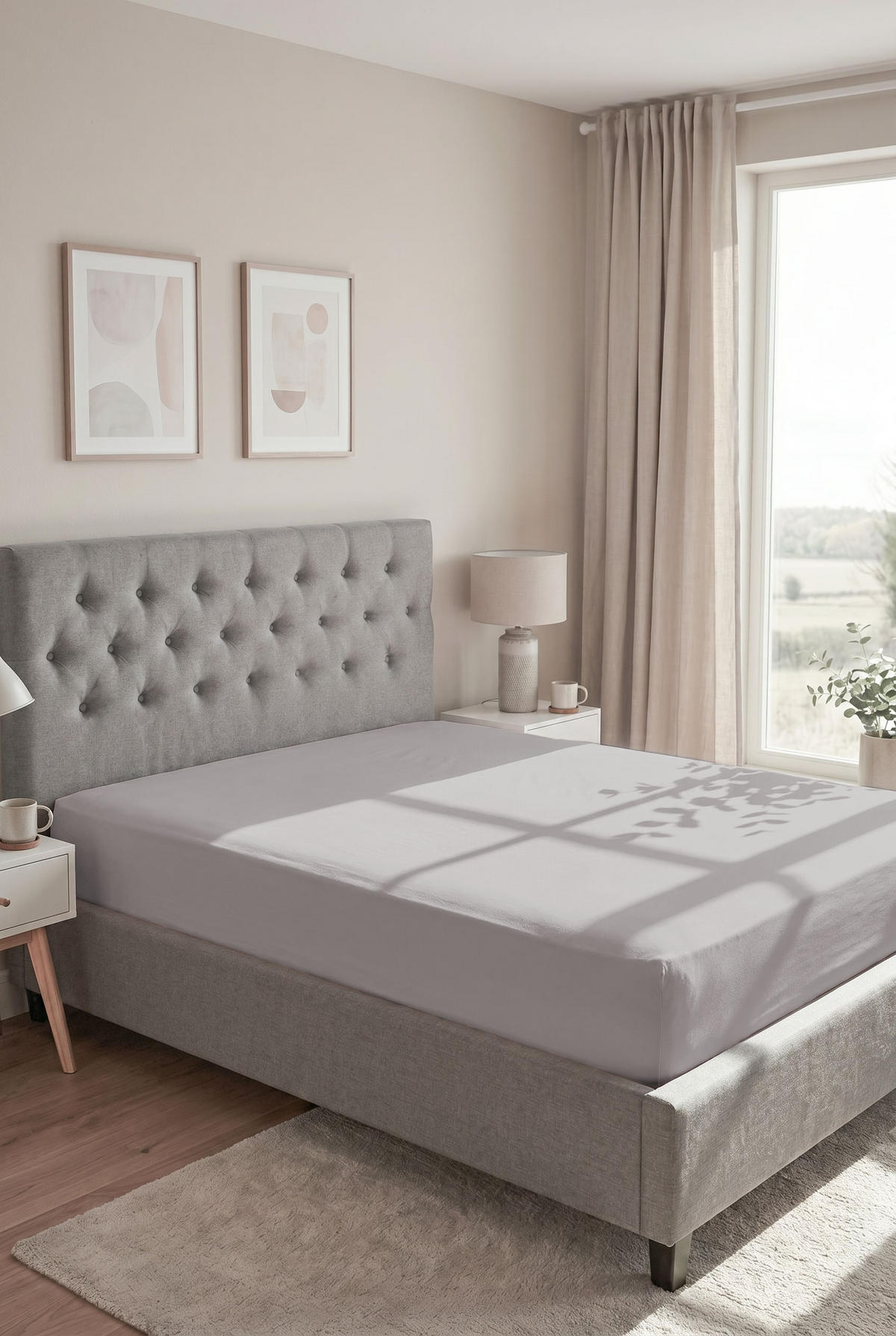 SPANNBETTTUCH Premium Frottee sturmgrau, 90x190 cm - 100x200 cm - Grau, Textil (100/200cm) - biberna