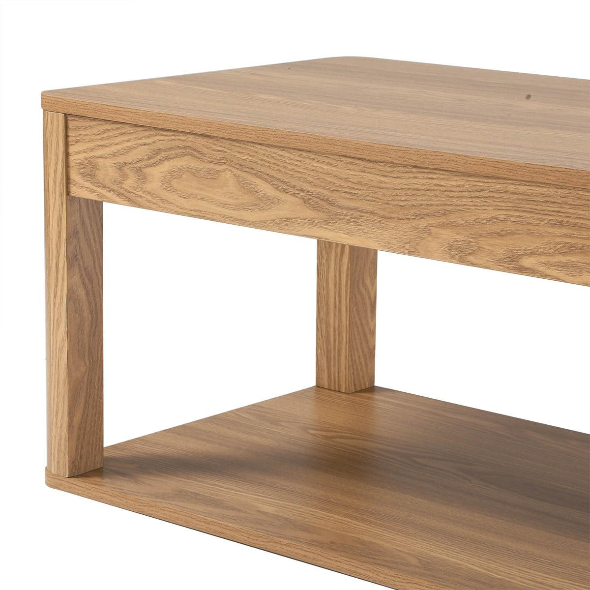 COUCHTISCH 2 rechteckige Holzoptik-Ablagen L90 cm - CELIA - Eschefarben, Holzwerkstoff (56/50/40cm) - Calicosy