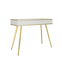 SCHMINKTISCH BANFF TOA1-2S Goldene Metallbeine, Weiß - Weiß, Holzwerkstoff/Kunststoff (102/80/50cm) - Komodee