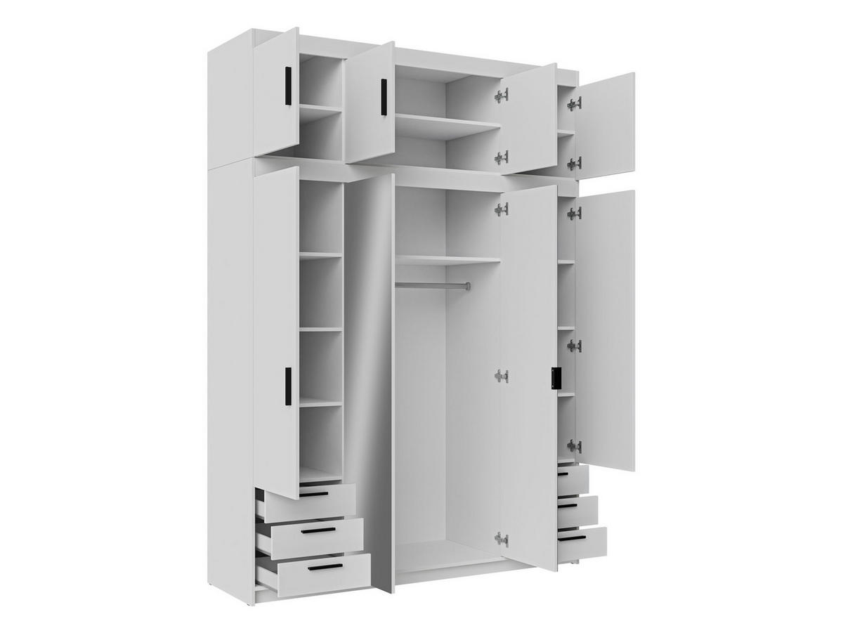 KLEIDERSCHRANK Elena 4D6S + Schrankaufsatz - Silberfarben/Sonoma Eiche, Holzwerkstoff/Kunststoff (177/246/53cm) - MIRJAN24