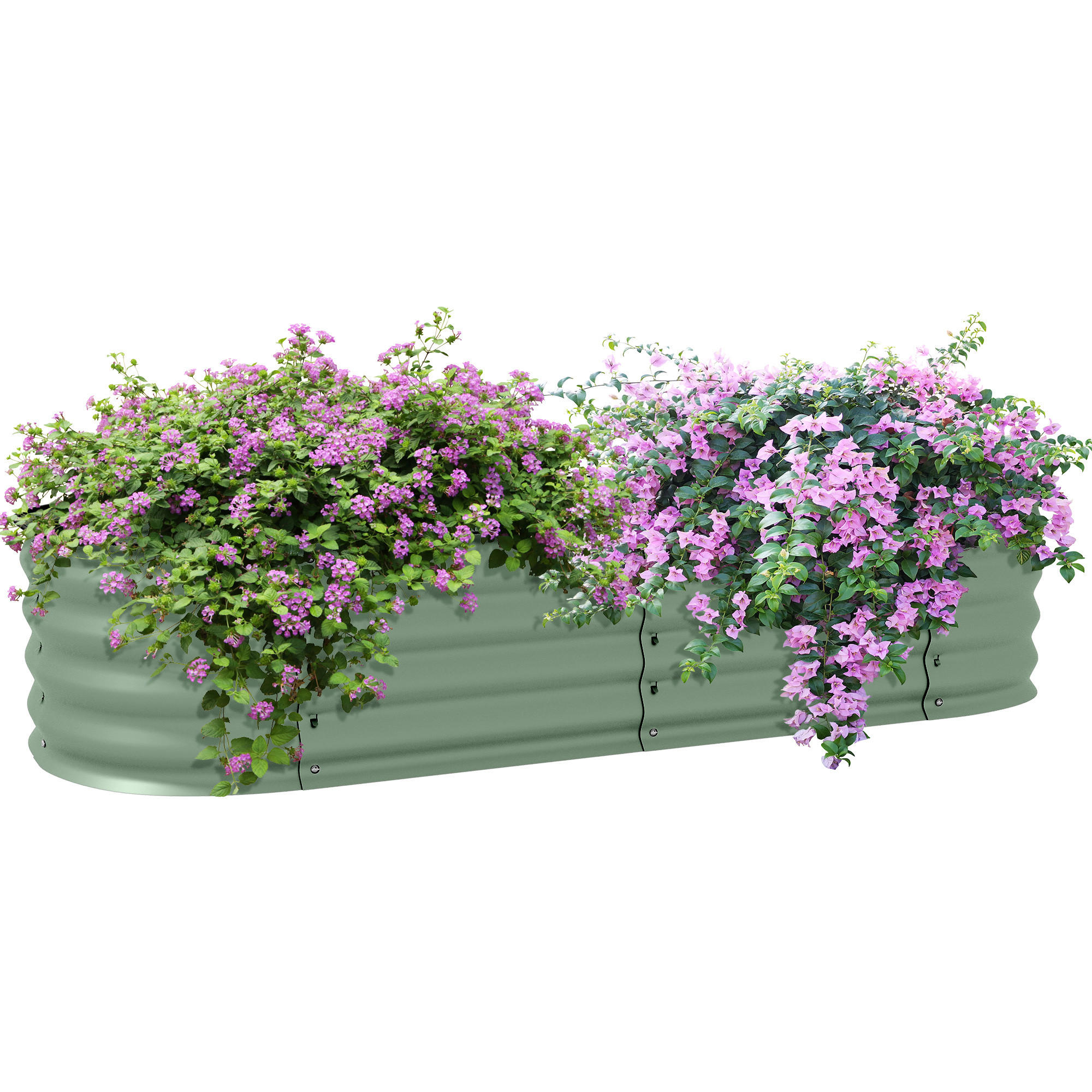 HOCHBEET DE-12148 modular 150/62/30 cm mit Gummikante Grün - Grün, Metall (150/30/62cm) - ComfortXL