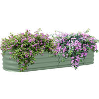 HOCHBEET DE-12148 modular 150/62/30 cm mit Gummikante Grün - Grün, Metall (150/30/62cm) - ComfortXL