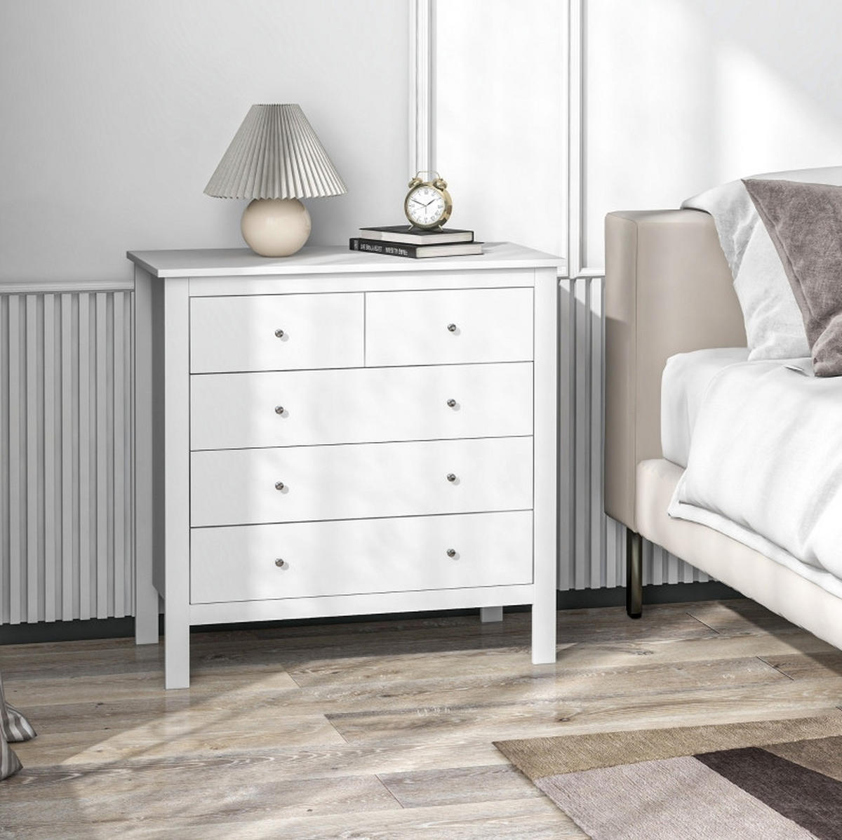 KOMMODE 79/39,5/80,5 cm mit 5 Schubladen und leisem Öffnen, Weiß - Weiß, Holz (79/80.5/39.5cm) - Redom