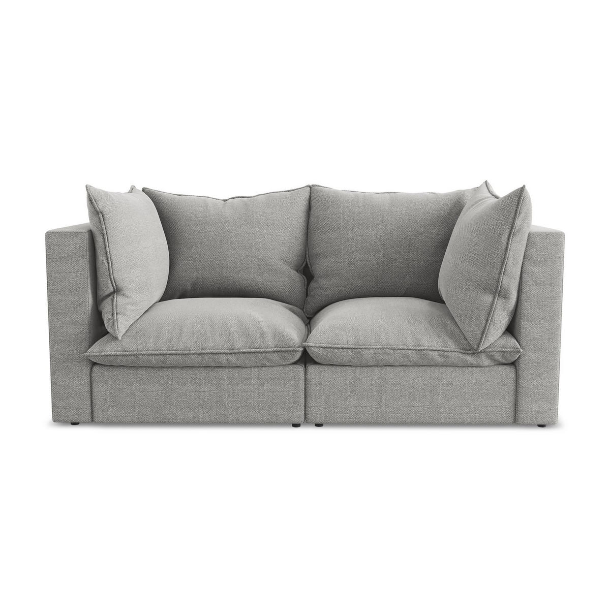 2-SITZER-SOFA Bouclé Stoff Grau - Hellgrau/Schwarz, Holzwerkstoff/Kunststoff (180/77/90cm) - LaMiaSofa