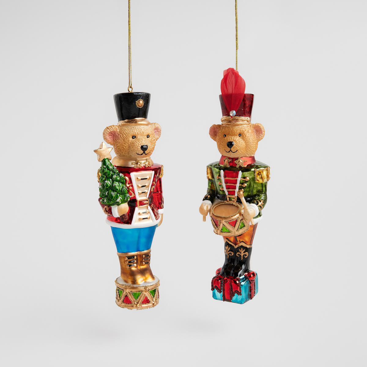 WEIHNACHTSKUGEL Glas FLORETTA, NUCI Bär 5 x 17 cm, Gold, Christbaumkugeln, Weihnachtsdeko Xmas, Christmas Deko - Goldfarben, Glas (5.5/5/17cm) - home&you