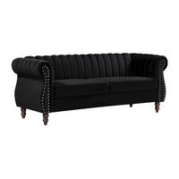 CHESTERFIELD-SOFA - 3-Sitzer - Samt - Schwarz - TRUMBO - Schwarz, Textil (195/77/78cm) - Vente-Unique