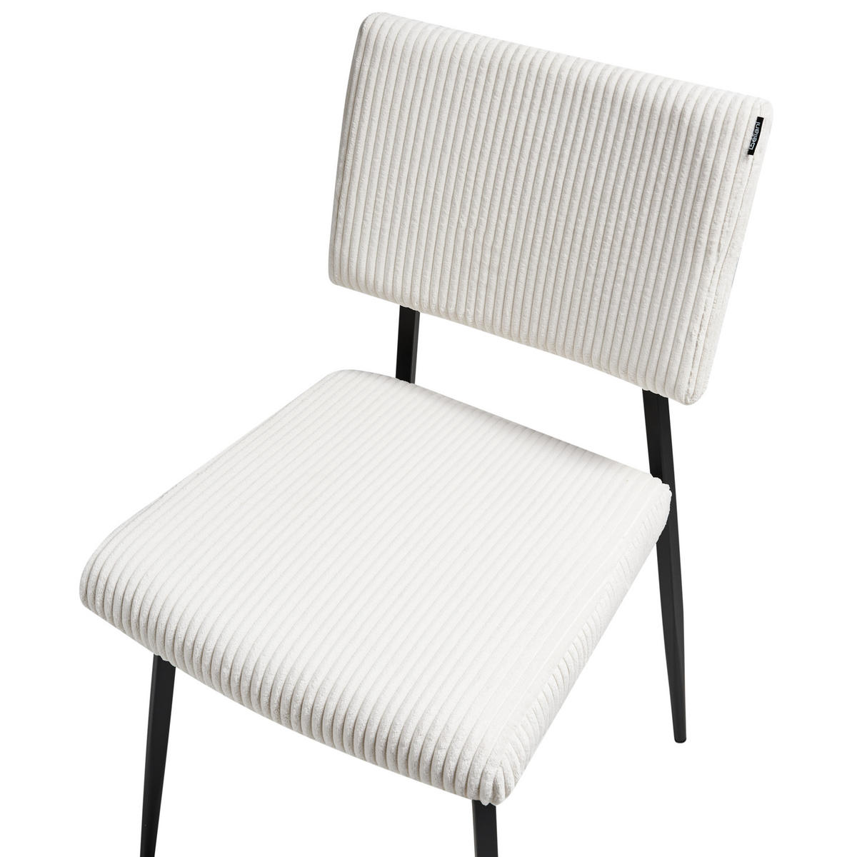 ESSZIMMERSTUHL 2er-Set Cremeweiß Sturgis - Schwarz/Weiß, Textil (47/87/54cm) - Beliani