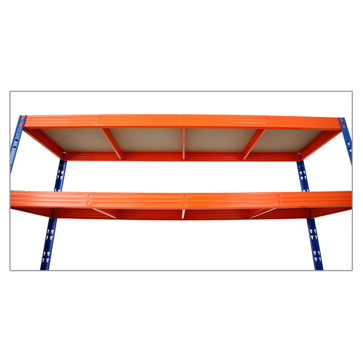 SCHWERLASTREGAL Rhino 200x200x60 cm 4 Spanplatten-Ebenen 16mm Fachlast 500 kg Blau/Orange - Blau/Orange, Metall (200/200/60cm) - PROREGAL