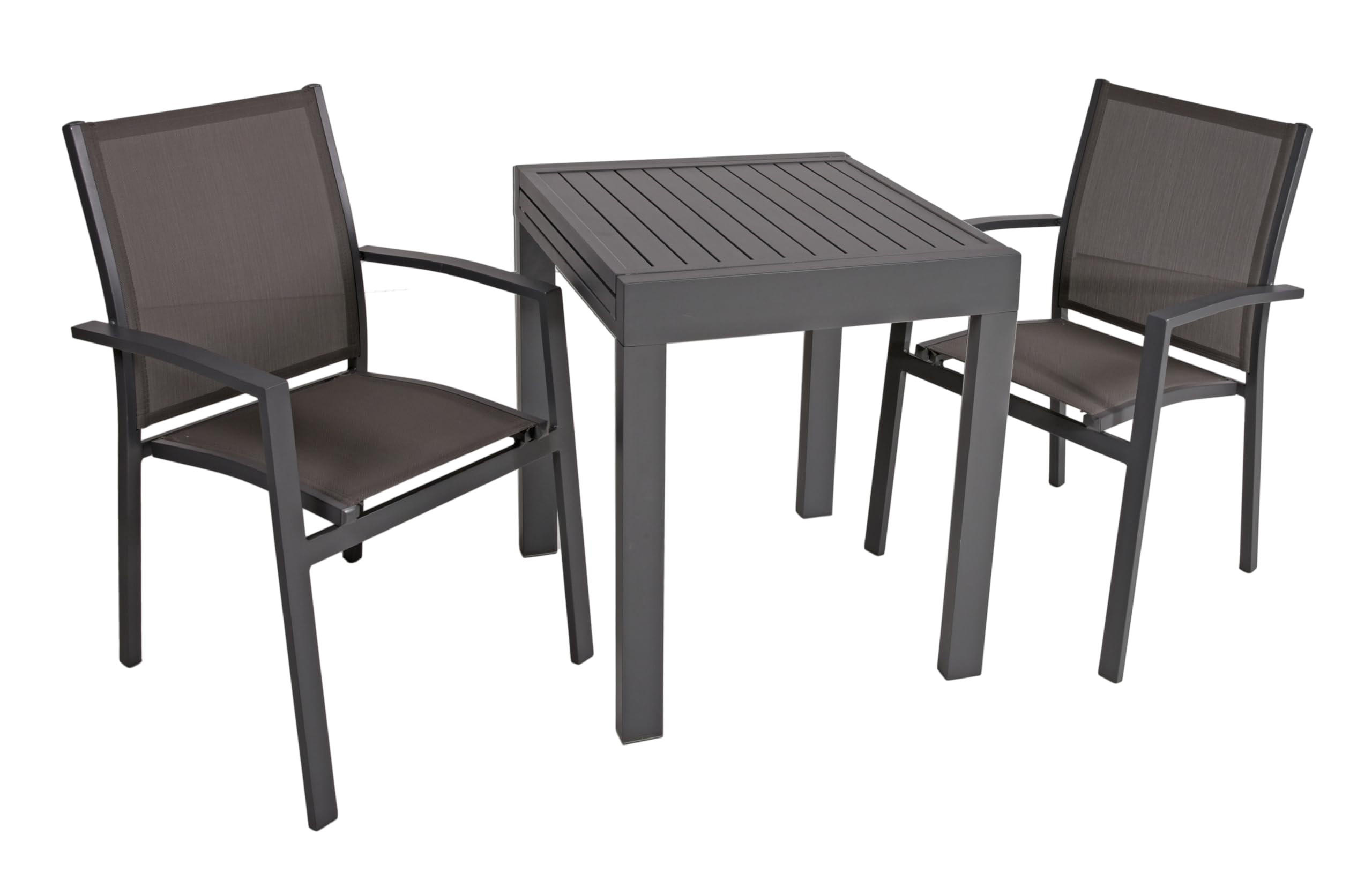 GARTEN-SITZGRUPPE Chiara 3-teilig Gartenmöbel-Set - Dunkelgrau, Kunststoff - DELUKE