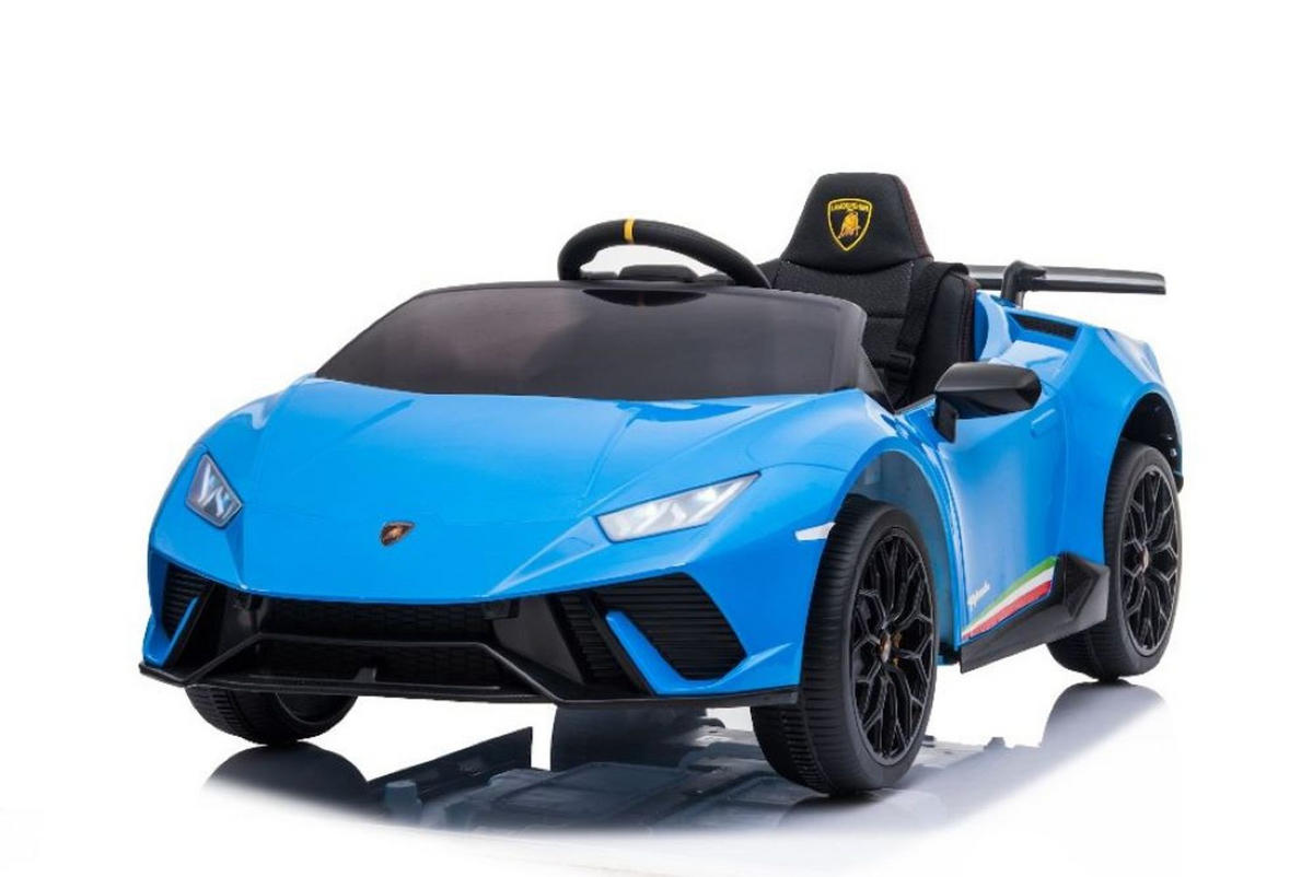 KINDER ELEKTROAUTO Lamborghini Huracan blau EVA-Reifen, Kunstledersitz, lizenziert, Fernbedienung, Bluetooth - Blau, Kunststoff (117/64/47cm) - Es-Toys