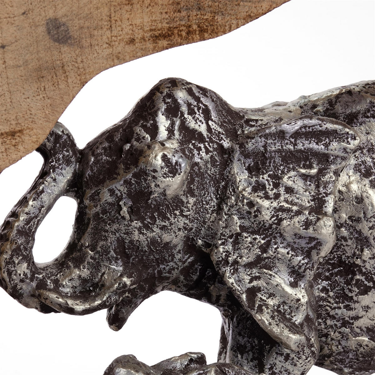 SKULPTUR Log Elephants Mangoholz, Aluminium silber-natur - Naturfarben, Holz (35/37/7cm) - CREEDWOOD