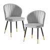 ESSZIMMERSTUHL 2er Set Samtbezug mit Metallgestell Schalenform Skandinavisch gepolstert, Grau 53x55x83 cm - Goldfarben/Grau, Textil/Metall (53/83/55cm) - KADIMA DESIGN