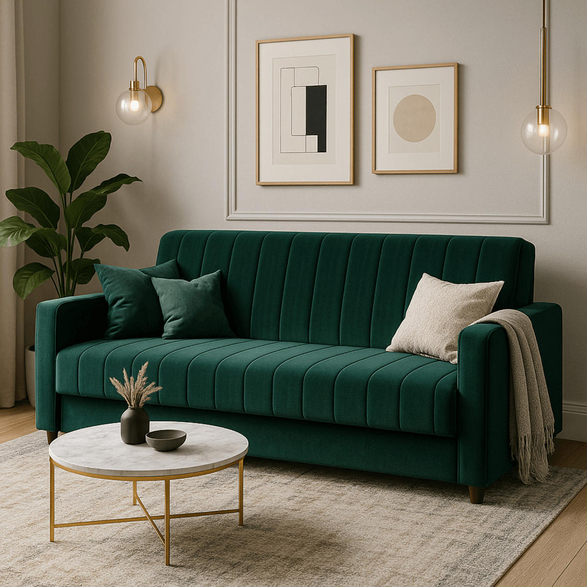 SOFA PORTO Schlaffunktion Ausziehbar Flaschengrün - Grün, Holz/Textil (198/88/86cm) - makarowski meble