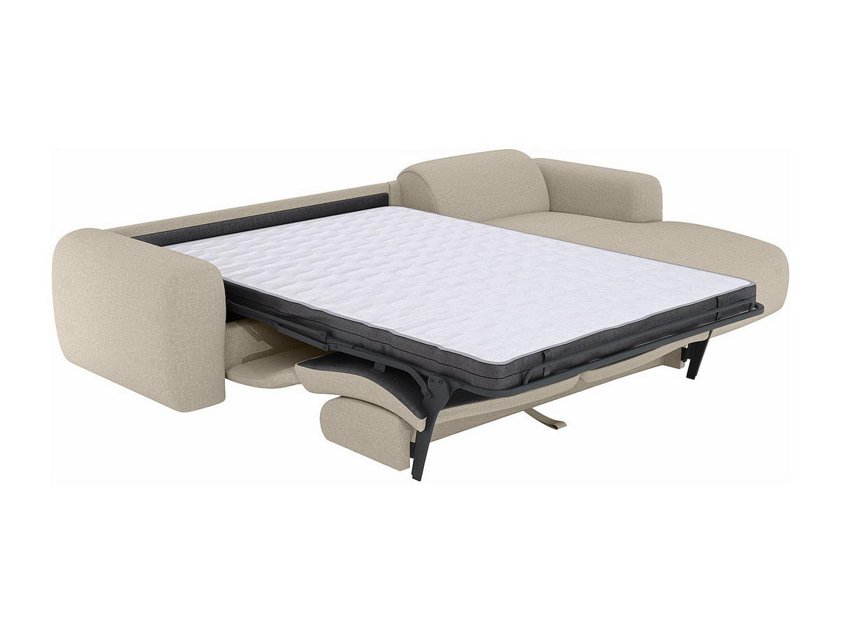 ECKSOFA mit Express-Schlaffunktion - Ecke rechts - Stoff meliert - Beige - POGNI - Beige, Textil (299/165cm) - Vente-Unique