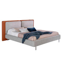 BETT Braunes Ökolederbett mit grauem Stoff 228/221/103 cm - Braun/Grau, Leder/Textil (180/200cm) - ANGEL CERDA