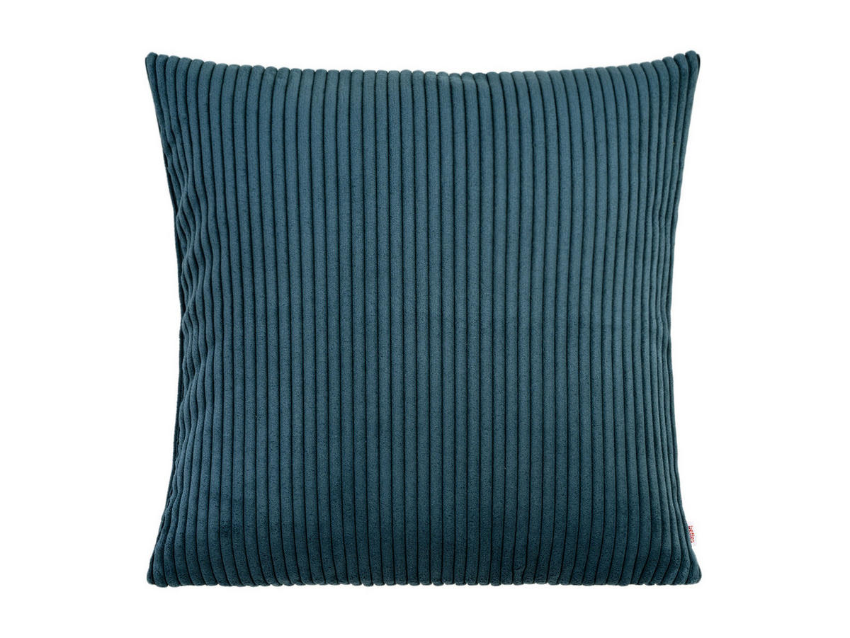 KISSENHÜLLE HYggelig No.2 Block Cord-Samt nord-blau 50/50 cm - Blaugrau, Textil (50/50cm) - beties Heimtextil