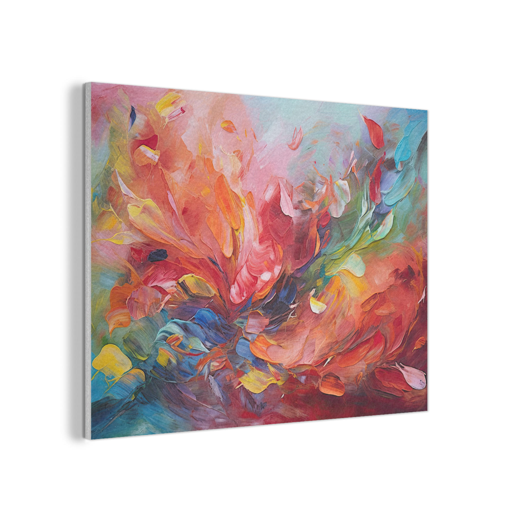 AKUSTIKBILD Ölgemälde - Kunst - Abstrakt - Farbenfroh Gemälde 80x60 cm - Altrosa, Textil (80/60/0.9cm) - MuchoWow