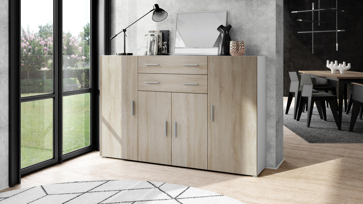 HIGHBOARD Aron Fronten in Eiche sägerau - Eiche San Remo, Holzwerkstoff (166.5/106.5/35cm) - Vladon