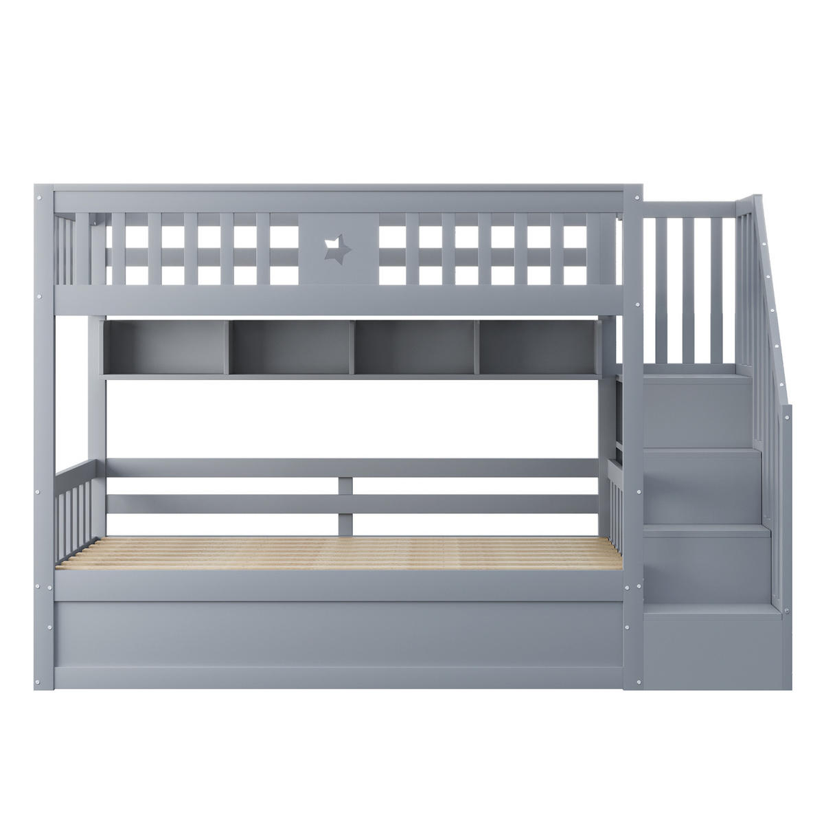 HOCHBETT 90/200 cm Grau mit hydraulischem Unterbett - Grau, Holz (90/200cm) - MIVRAY