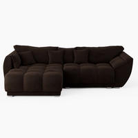 ECKSOFA LARGO Links Braun Velours-Stoff L-Form Couch mit Schlaffunktion & Bettkasten - Schwarz/Braun, Holz (180/285cm) - Barchello