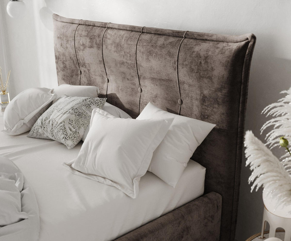 POLSTERBETT Plaza 120/200 cm Braun im Lotta Stoff - Naturfarben/Braun, Holz/Holzwerkstoff (120/200cm) - AltaBeds