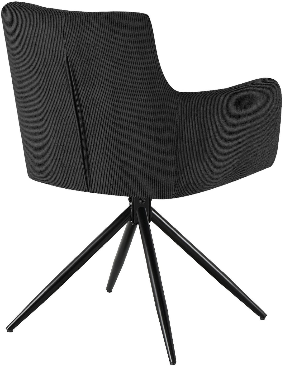 ARMLEHNENSTUHL Cord Schwarz - Schwarz, Textil/Metall (59/87/59cm) - CLP