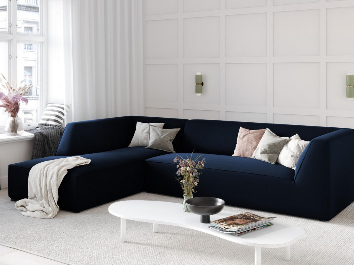 ECKSOFA links Ruby aus Samt königsblau 4 Sitzplätze - Blau, Textil (180/273cm) - Micadoni