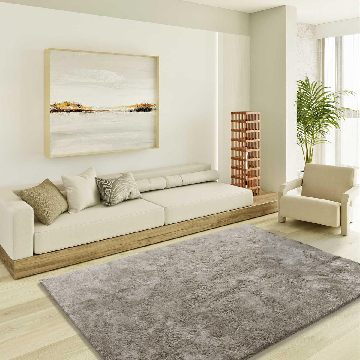 HOCHFLORTEPPICH Stein Roma 160/230 cm - Taupe, Kunststoff/Textil (160/230cm) - Atticgo