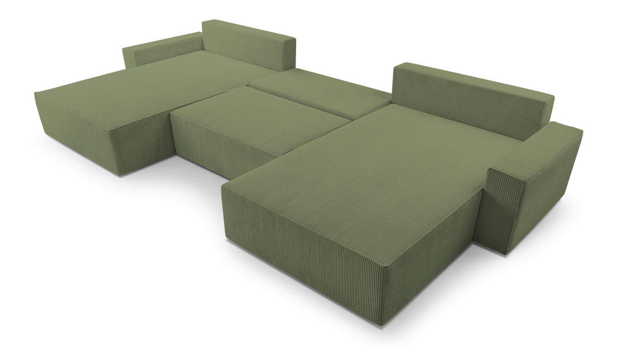 WOHNLANDSCHAFT - Denver U - Oliv - Olivgrün, Holz (410/85/200cm) - Möblo