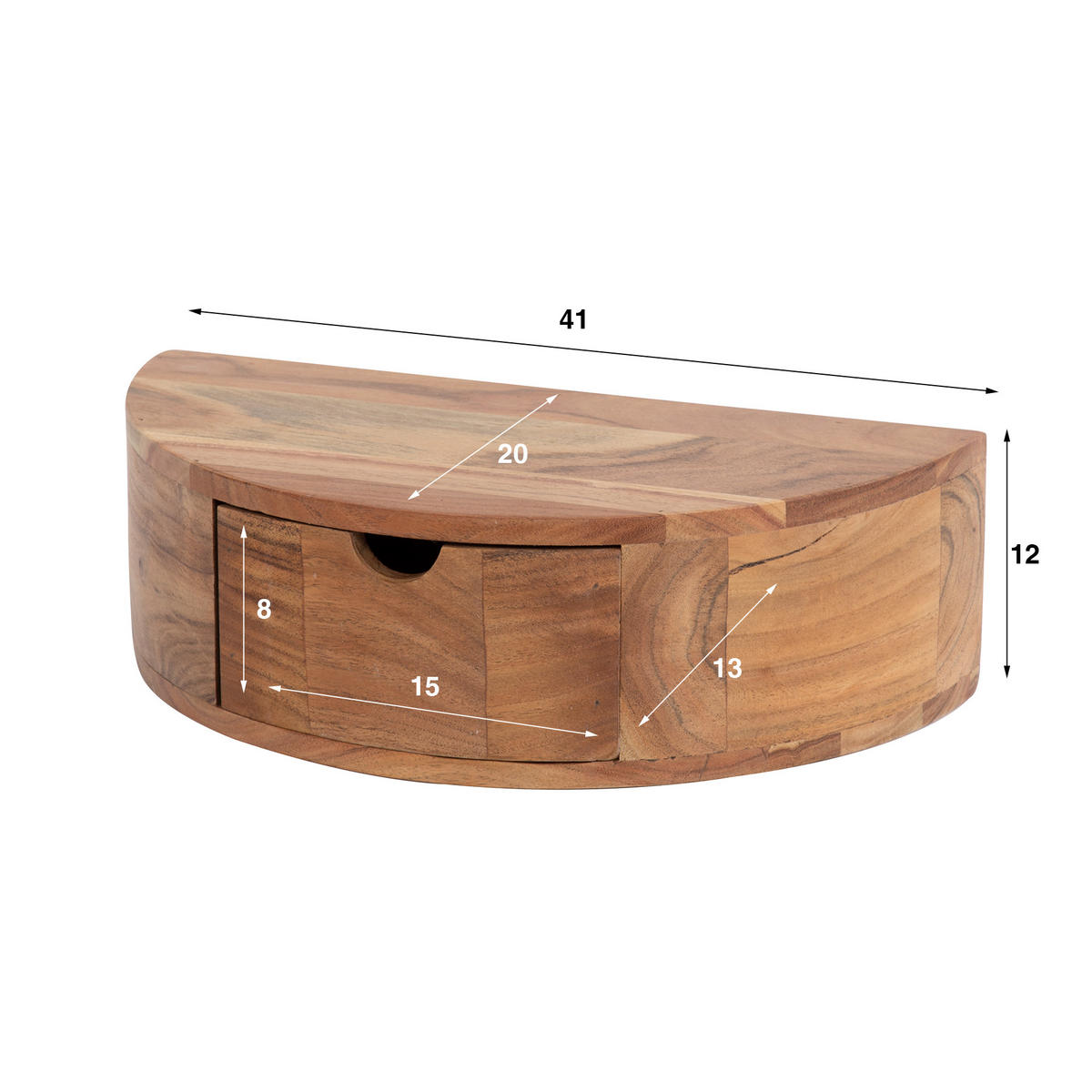 NACHTTISCH Curve Braun 20/40/ 12 cm - Braun, Holz (40/12/20cm) - Hoyz Collection