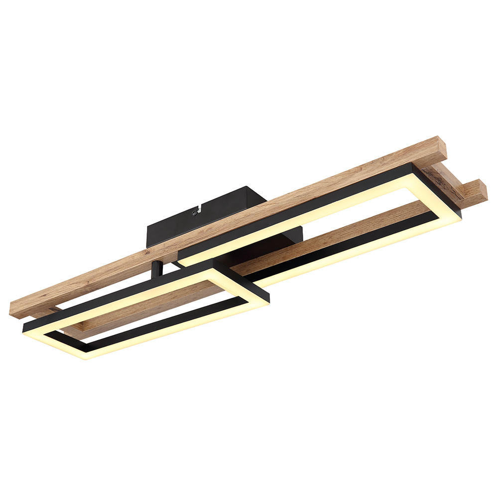 LED DECKENLEUCHTE ILLA Holzoptik Braun - Braun, Metall (69/36.5/10.5cm) - Globo Lighting