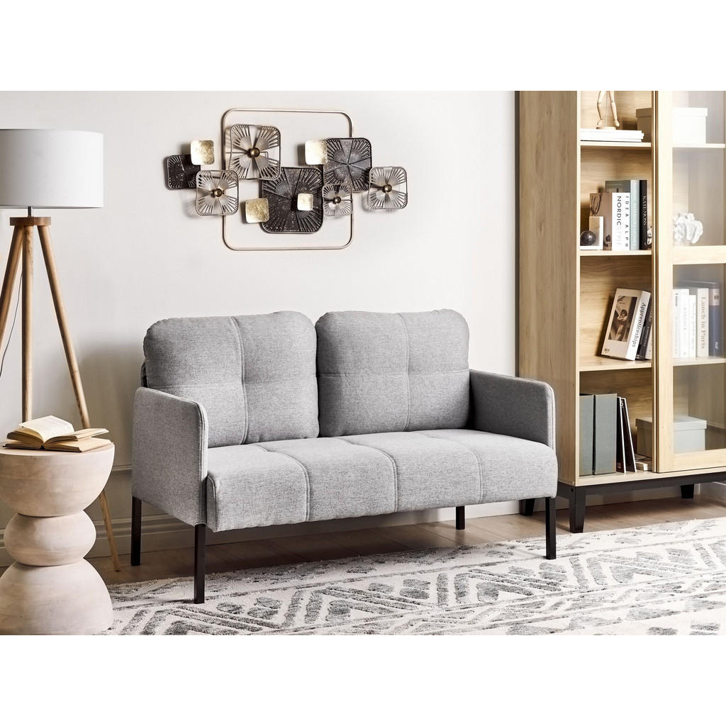 Thumbnail - Beliani 2-Sitzer-Sofa, Grau, Schwarz, Textil, 124x70x70 cm, Wohnzimmer, Sofas & Couches, Sofas, 2-Sitzer Sofas