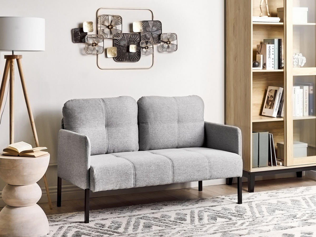 2-SITZER-SOFA grau Lahti - Schwarz/Grau, Textil (124/70/70cm) - Beliani