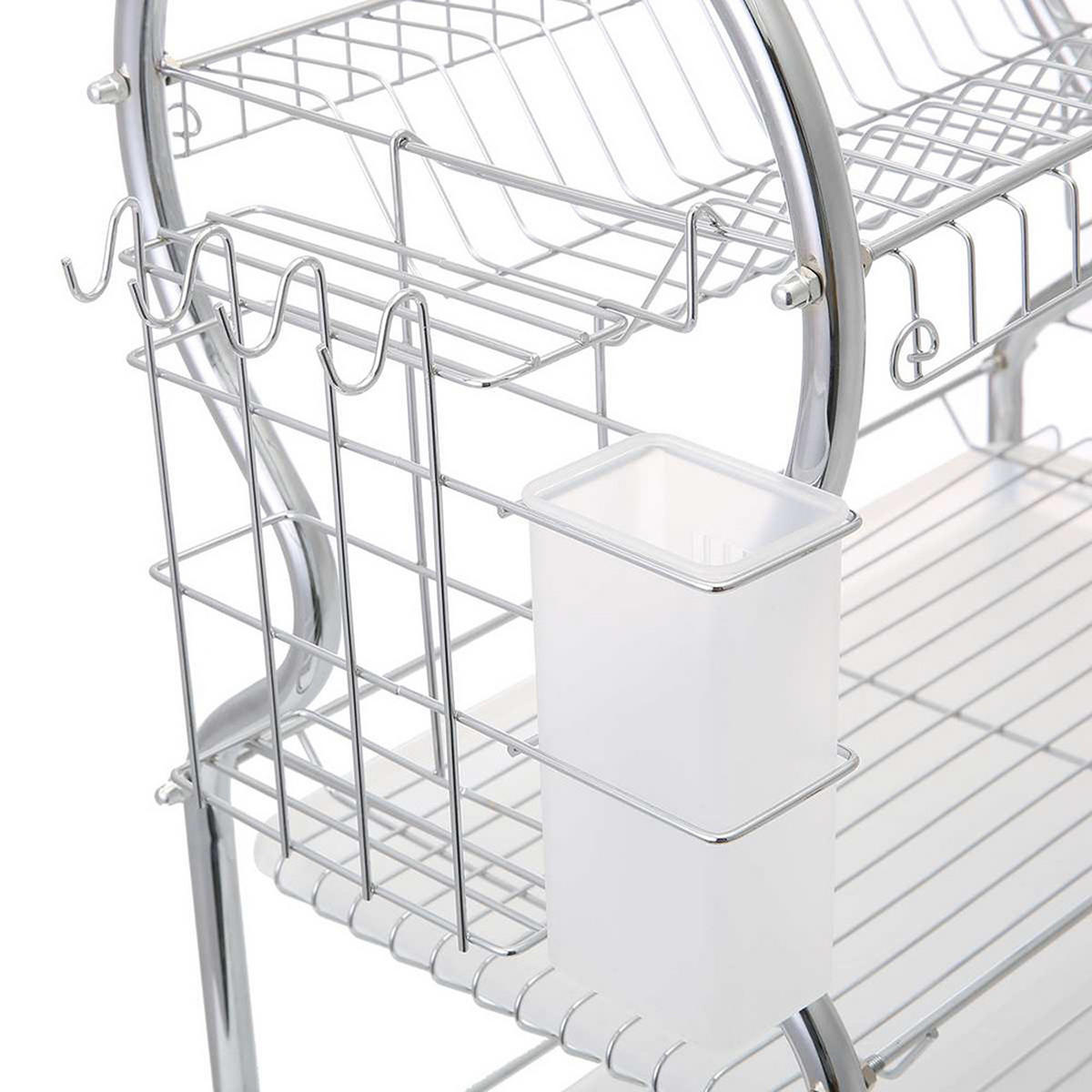 GESCHIRRABTROPFGESTELL Dreistufig aus Metall in Silber 40 x 25 x 43,5 cm - Silberfarben, Metall (40/43.5/25cm) - Livingandhome