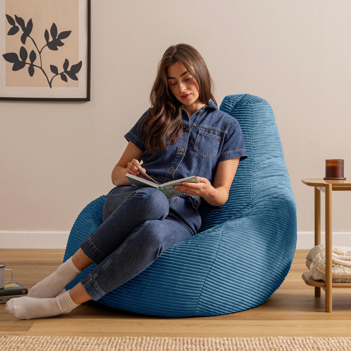 SITZSACK Dalton XXL Cord - Blau, Textil (94/85/92cm) - icon