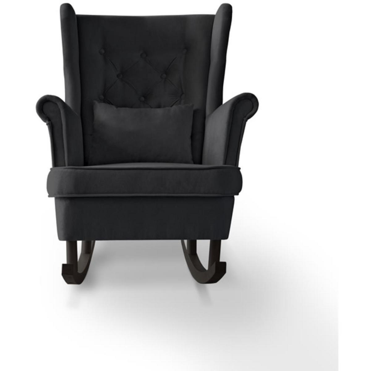 SCHAUKELSTUHL Fabio schwarz mit Wenge Beinen - Wengefarben/Schwarz, Textil (82/103/108cm) - Beautysofa